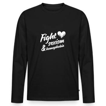 Lutter contre le sexisme et l’homophobie - T-shirt manches longues Premium bio Homme - noir - Devant - Nico (187cm)