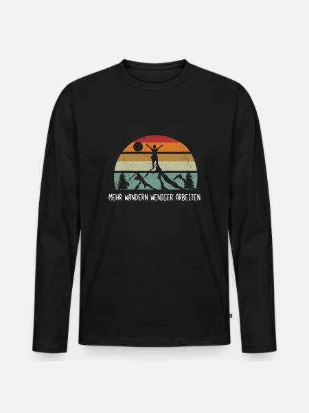 Wandern Berge Wanderer - Männer Premium Bio Langarmshirt - Schwarz