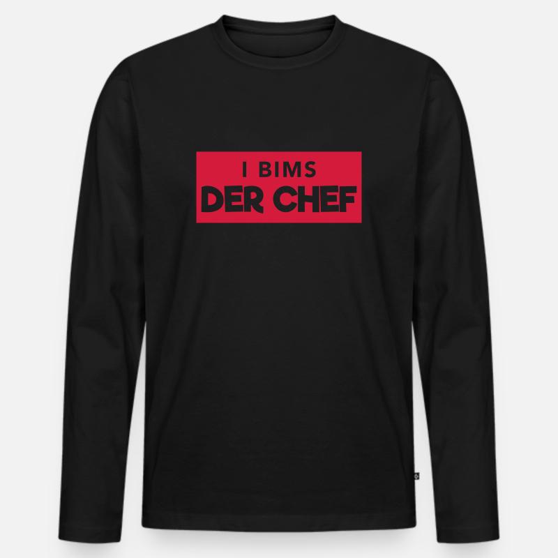 i bims der Chef - Männer Premium Bio Langarmshirt - Schwarz