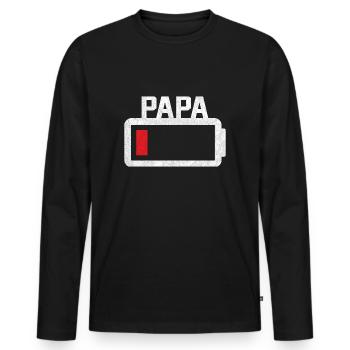 Papa Akku leer Geschenk - Männer Premium Bio Langarmshirt - Schwarz - Vorne - Nico (187cm)