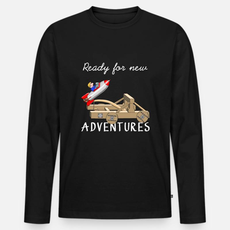 Abenteuer - Adventure - Männer Premium Bio Langarmshirt - Schwarz