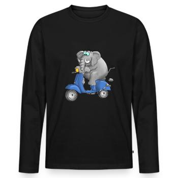 Motorroller Cartoon Comic - Männer Premium Bio Langarmshirt - Schwarz - Vorne - Nico (187cm)