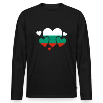 Bulgarien Flagge Bulgarische Fahne Goldstrand - Männer Premium Bio Langarmshirt - Schwarz - Vorne - Nico (187cm)