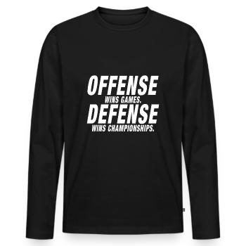 Championnat de défense offensive - T-shirt manches longues Premium bio Homme - noir - Devant - Nico (187cm)