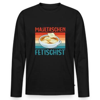 MAULTASCHEN FETISCHIST - Männer Premium Bio Langarmshirt - Schwarz - Vorne - Nico (187cm)