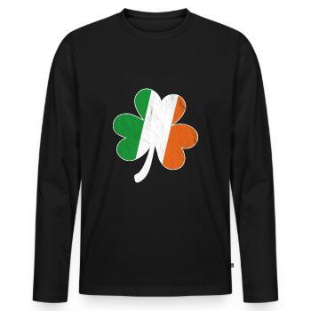 Shamrock Irish Flag - Men's Premium Organic Long Sleeve Shirt - black - Front - Nico (187cm)