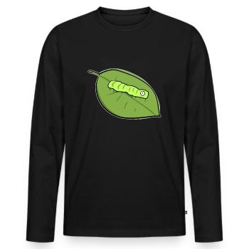 caterpillar leaf biologie symbole nature - T-shirt manches longues Premium bio Homme - noir - Devant - Nico (187cm)