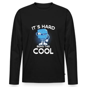 Eau glacée C’est difficile d’être cette idée cadeau cool - T-shirt manches longues Premium bio Homme - noir - Devant - Nico (187cm)