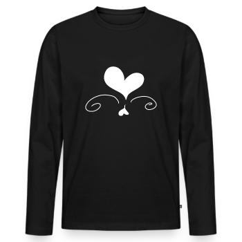 Coeur Amour Symbole Forme - T-shirt manches longues Premium bio Homme - noir - Devant - Nico (187cm)