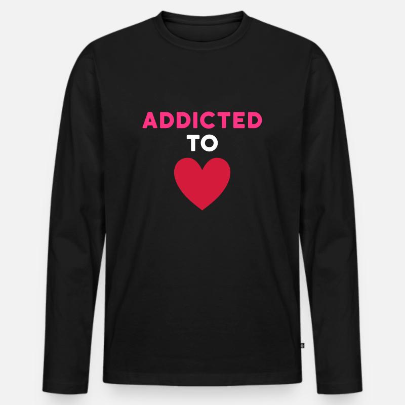 Addicted to love (Herz) - Männer Premium Bio Langarmshirt - Schwarz