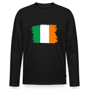 Drapeau de l’Irlande Drapeau irlandais vintage Dublin - T-shirt manches longues Premium bio Homme - noir - Devant - Nico (187cm)
