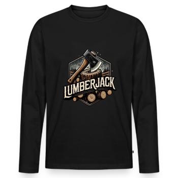 Lumberjacks chopping wood as foresters - Men's Premium Organic Long Sleeve Shirt - black - Front - Nico (187cm)
