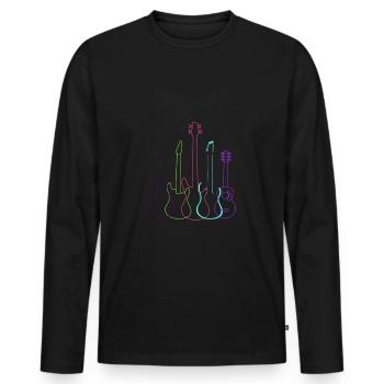 Guitares - T-shirt manches longues Premium bio Homme - noir - Devant - Nico (187cm)
