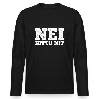 NEI HITTU NIT - Männer Premium Bio Langarmshirt - Schwarz - Vorne - Nico (187cm)