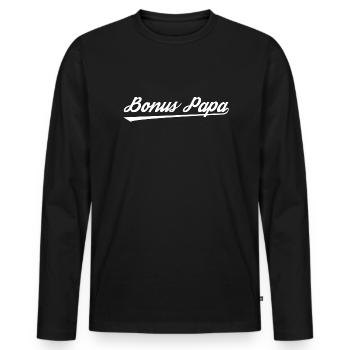 Bonus Papa - Männer Premium Bio Langarmshirt - Schwarz - Vorne - Nico (187cm)