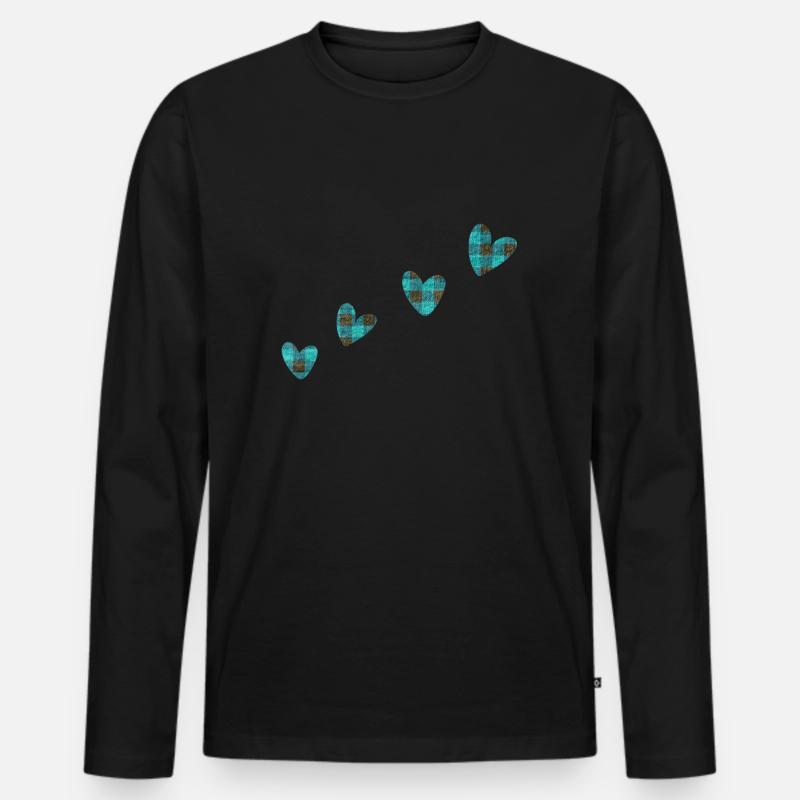 4 herzen stoff kleidung blau - Männer Premium Bio Langarmshirt - Schwarz