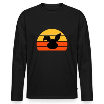 Rabbit's head with bent ear in front of a half sun - Men's Premium Organic Long Sleeve Shirt - black - Front - Nico (187cm)