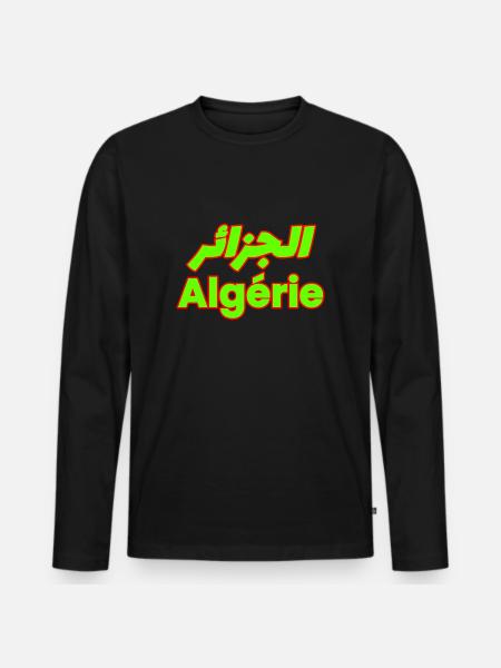 Argelia - Camiseta ecológica prémium de manga larga para hombre - negro