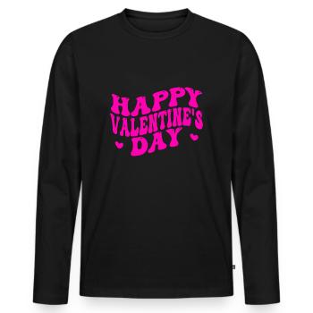 Joyeuse Saint-Valentin - T-shirt manches longues Premium bio Homme - noir - Devant - Nico (187cm)