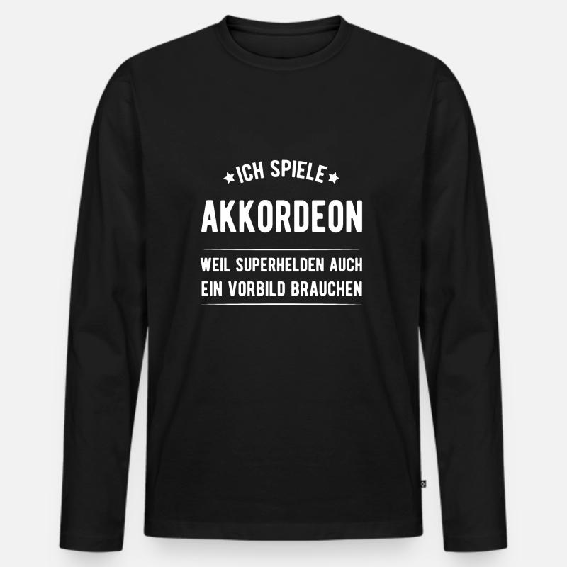 Akkordeon - Männer Premium Bio Langarmshirt - Schwarz