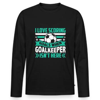 I love to score goals Funny football - Men's Premium Organic Long Sleeve Shirt - black - Front - Nico (187cm)