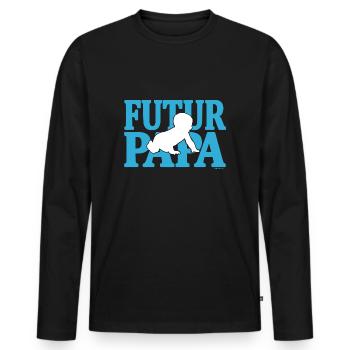 Futur papa - T-shirt manches longues Premium bio Homme - noir - Devant - Nico (187cm)