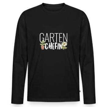 Gärtner Outfit mit dem Spruch Garten Chefin - Männer Premium Bio Langarmshirt - Schwarz - Vorne - Nico (187cm)