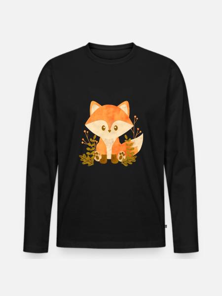Cute fox - Men's Premium Organic Long Sleeve Shirt - black