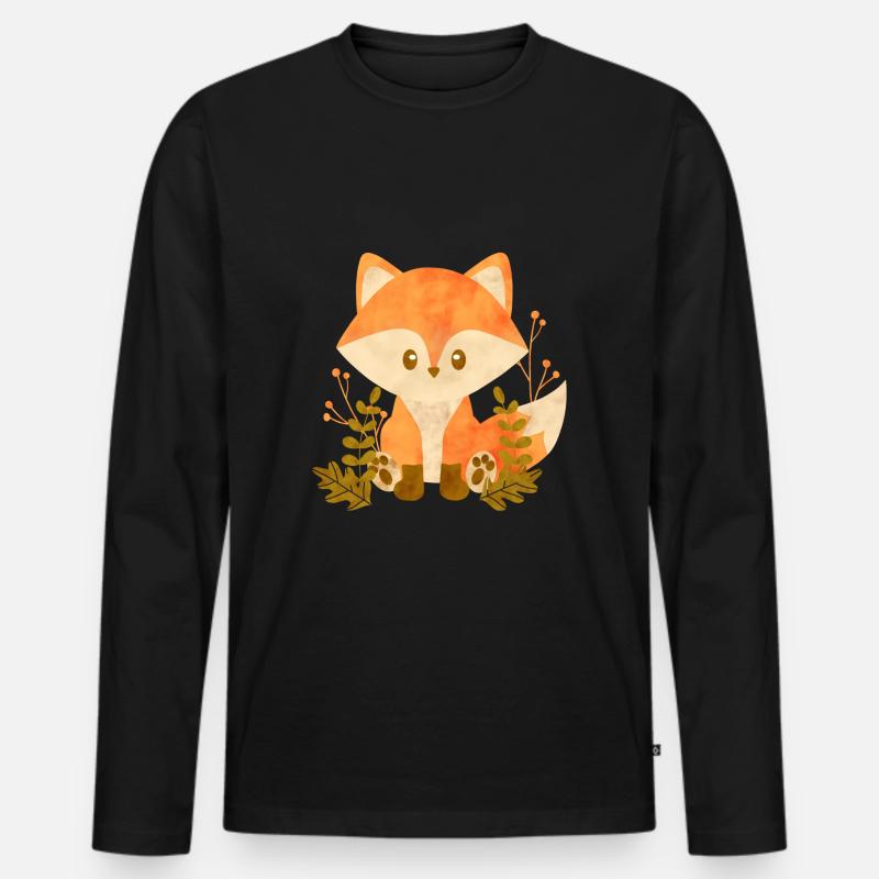 Süßer Fuchs - Männer Premium Bio Langarmshirt - Schwarz