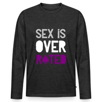 Sex is overrated - Asexuell CSD Pride Ace - Männer Premium Bio Langarmshirt - Anthrazit meliert - Vorne - Nico (187cm)