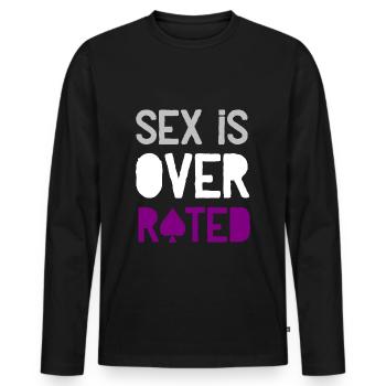 Sex is overrated - Asexuell CSD Pride Ace - Männer Premium Bio Langarmshirt - Schwarz - Vorne - Nico (187cm)