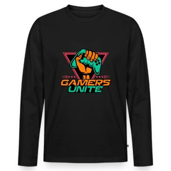Gamers, unite! - Men's Premium Organic Long Sleeve Shirt - black - Front - Nico (187cm)
