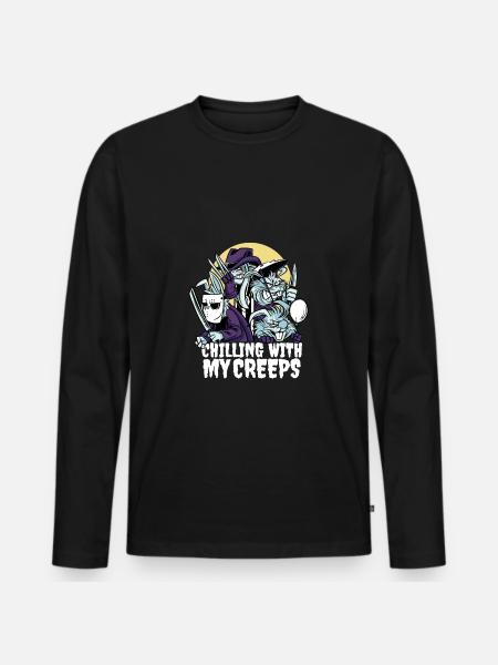 Halloween Grusel Design - Männer Premium Bio Langarmshirt - Schwarz