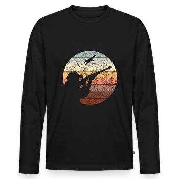 Hunter Retro - Men's Premium Organic Long Sleeve Shirt - black - Front - Nico (187cm)