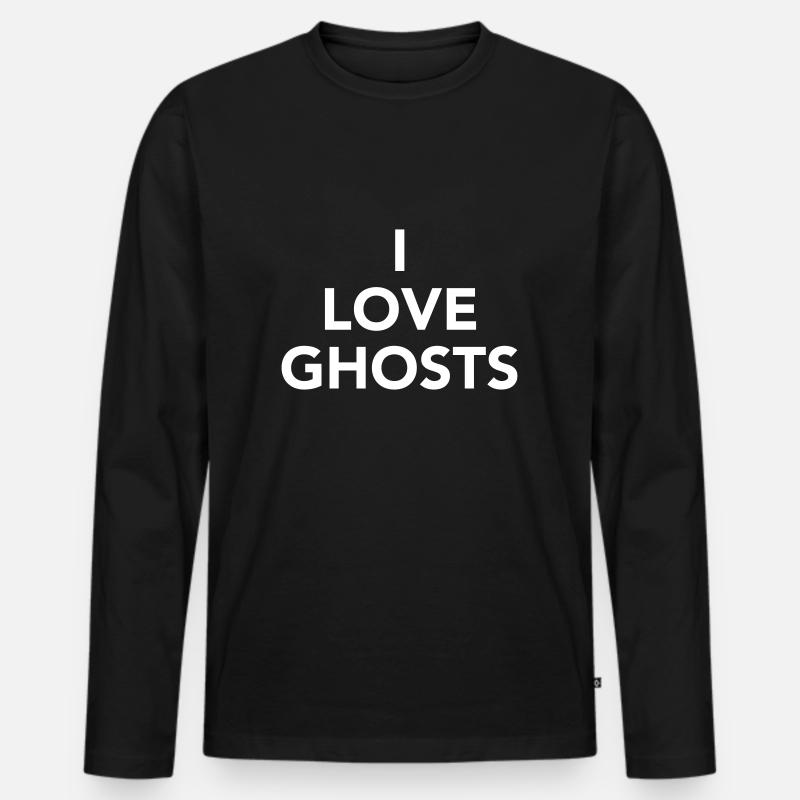 I love Ghosts – Halloween - Männer Premium Bio Langarmshirt - Schwarz