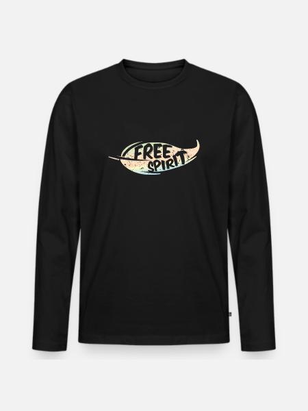 Free Spirit / - Männer Premium Bio Langarmshirt - Schwarz