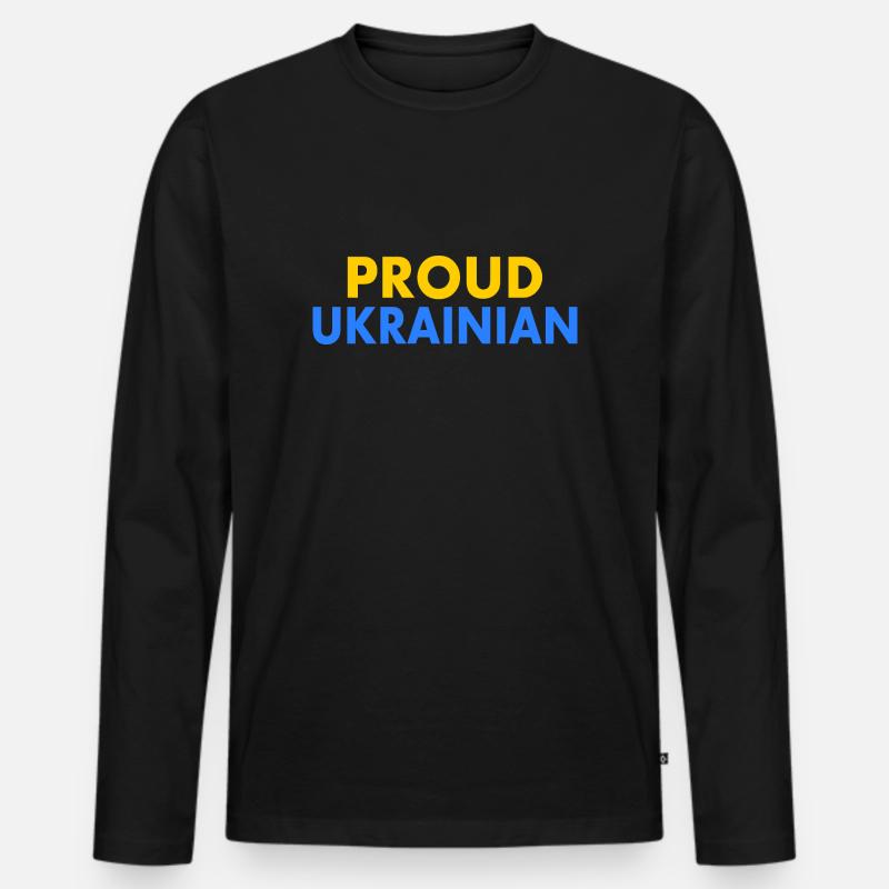 Proud ukrainian - Männer Premium Bio Langarmshirt - Schwarz