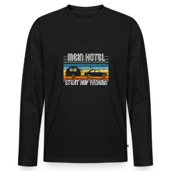 Wohnwagen Hotel Camping - Männer Premium Bio Langarmshirt - Schwarz - Vorne - Nico (187cm)
