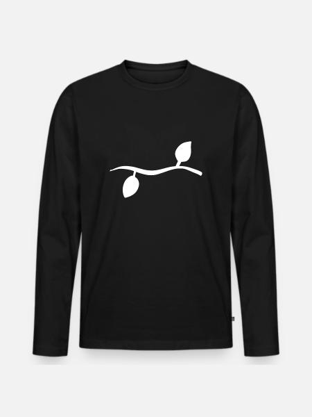 Two Leaves Line Nature Shape - Men's Premium Organic Long Sleeve Shirt - black