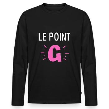 Point G humour partenaire sexe - T-shirt manches longues Premium bio Homme - noir - Devant - Nico (187cm)