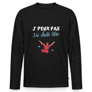 Je peux pas j'ai chute libre skydiving humour - T-shirt manches longues Premium bio Homme - noir - Devant - Nico (187cm)