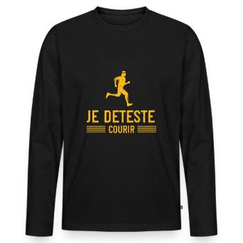 Je déteste courir humour footing running drôle - T-shirt manches longues Premium bio Homme - noir - Devant - Nico (187cm)