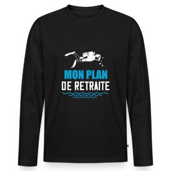 La plongée sous-marine mon plan de retraite humour - T-shirt manches longues Premium bio Homme - noir - Devant - Nico (187cm)