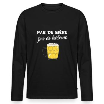 Pas de bière barbecue humour drôles anniversaire - T-shirt manches longues Premium bio Homme - noir - Devant - Nico (187cm)