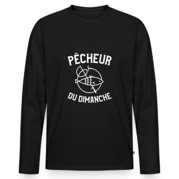 Pêcheur du dimanche | cadeau humour sur la pêche - T-shirt manches longues Premium bio Homme - noir - Devant - Nico (187cm)