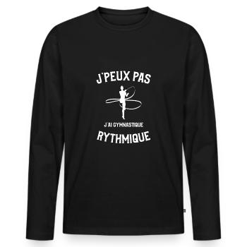 Je peux pas j'ai gymnastique rythmique humour grs - T-shirt manches longues Premium bio Homme - noir - Devant - Nico (187cm)