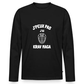 Je peux pas j'ai krav maga | humour self defense - T-shirt manches longues Premium bio Homme - noir - Devant - Nico (187cm)