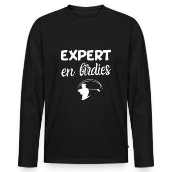 Expert in birdies humor golf anniversary sport - Men's Premium Organic Long Sleeve Shirt - black - Front - Nico (187cm)