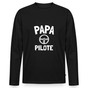 Papa Pilot Humor lustigen Geburtstag - Männer Premium Bio Langarmshirt - Schwarz - Vorne - Nico (187cm)