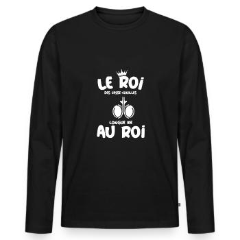 Le roi des casse-couilles cadeau humour drôle - T-shirt manches longues Premium bio Homme - noir - Devant - Nico (187cm)